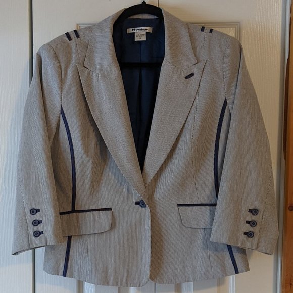 Nygard Collection Blue Striped Blazer sz 14 - Picture 1 of 10